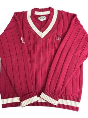 Vtg South Carolina Gamecocks Letterman Sweater SEC XLarge Garnet & White 1980s